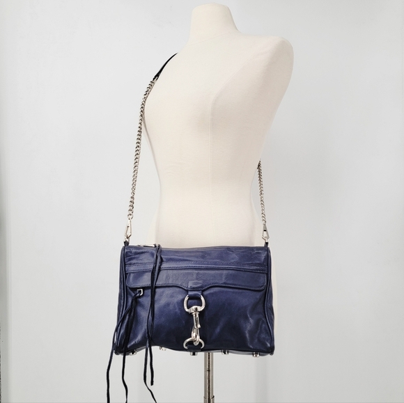 Rebecca Minkoff MAC Daddy Crossbody Bag Navy Blue Ink Silver Vintage Made in USA - Picture 3 of 11